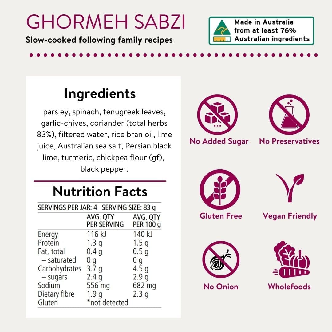 Ghormeh Sabzi Base Of Spinach, Parsley & Black Lime
